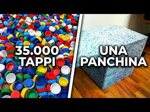 Una panchina realizzata con 70 chili di tappi di plastica donata all’hub di Viale Lazio