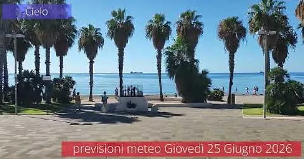 Previsioni del tempo di giovedì 25 Giugno 2026